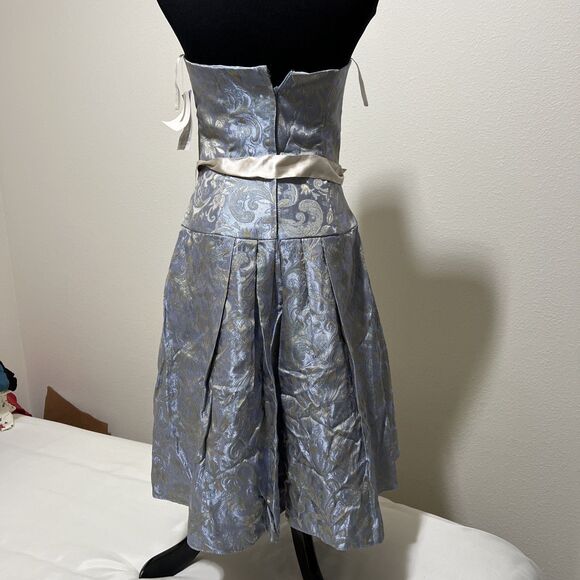 NWT Jessica McClintock Dress Y2K VTG Womens 6 Blue Strapless Fit & Flare Midi - Picture 7 of 15